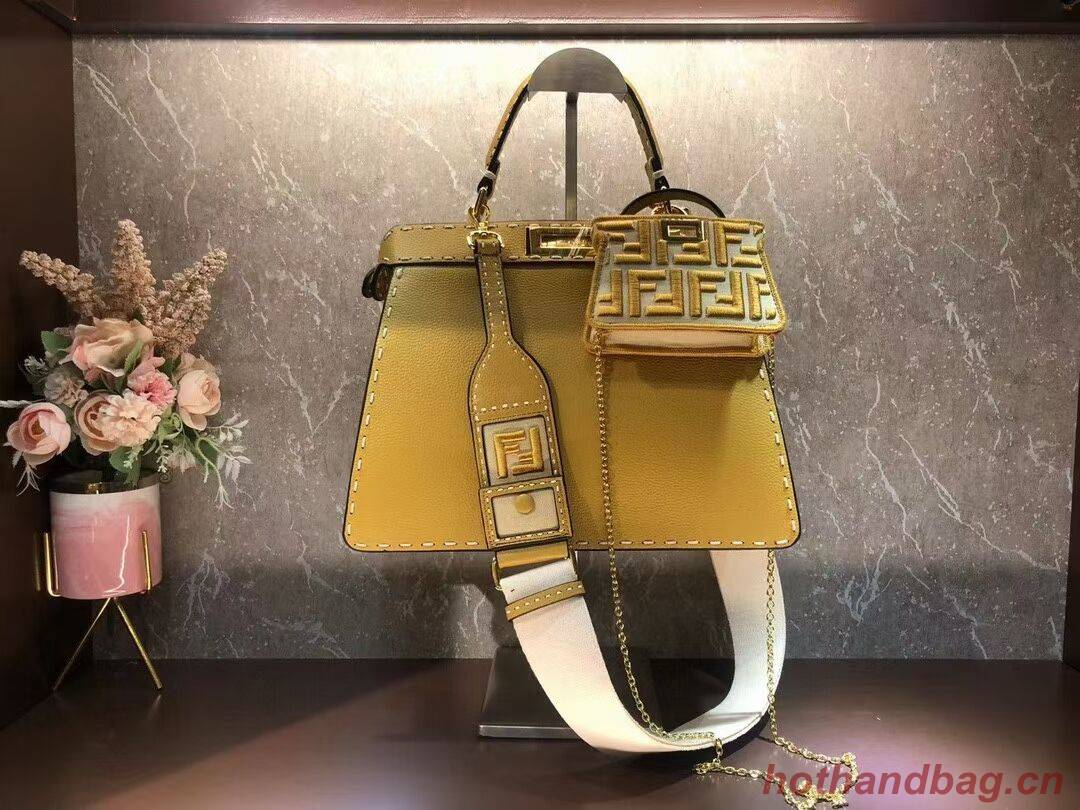 Fendi Peekaboo ISeeU MEDIUM leather bag F8637 yellow Fendi Peekaboo ISeeU MEDIUM leather bag F8637 yellow
