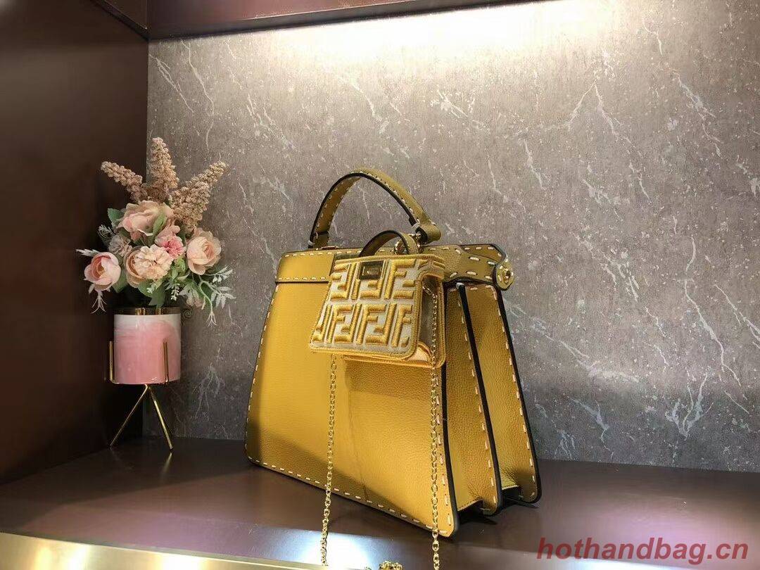 Fendi Peekaboo ISeeU MEDIUM leather bag F8637 yellow Fendi Peekaboo ISeeU MEDIUM leather bag F8637 yellow