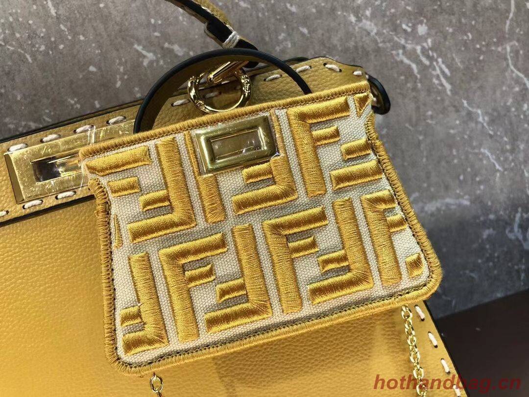 Fendi Peekaboo ISeeU MEDIUM leather bag F8637 yellow Fendi Peekaboo ISeeU MEDIUM leather bag F8637 yellow
