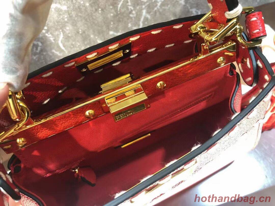 Fendi Peekaboo ISeeU Small leather bag F8636 RED Fendi Peekaboo ISeeU Small leather bag F8636 RED