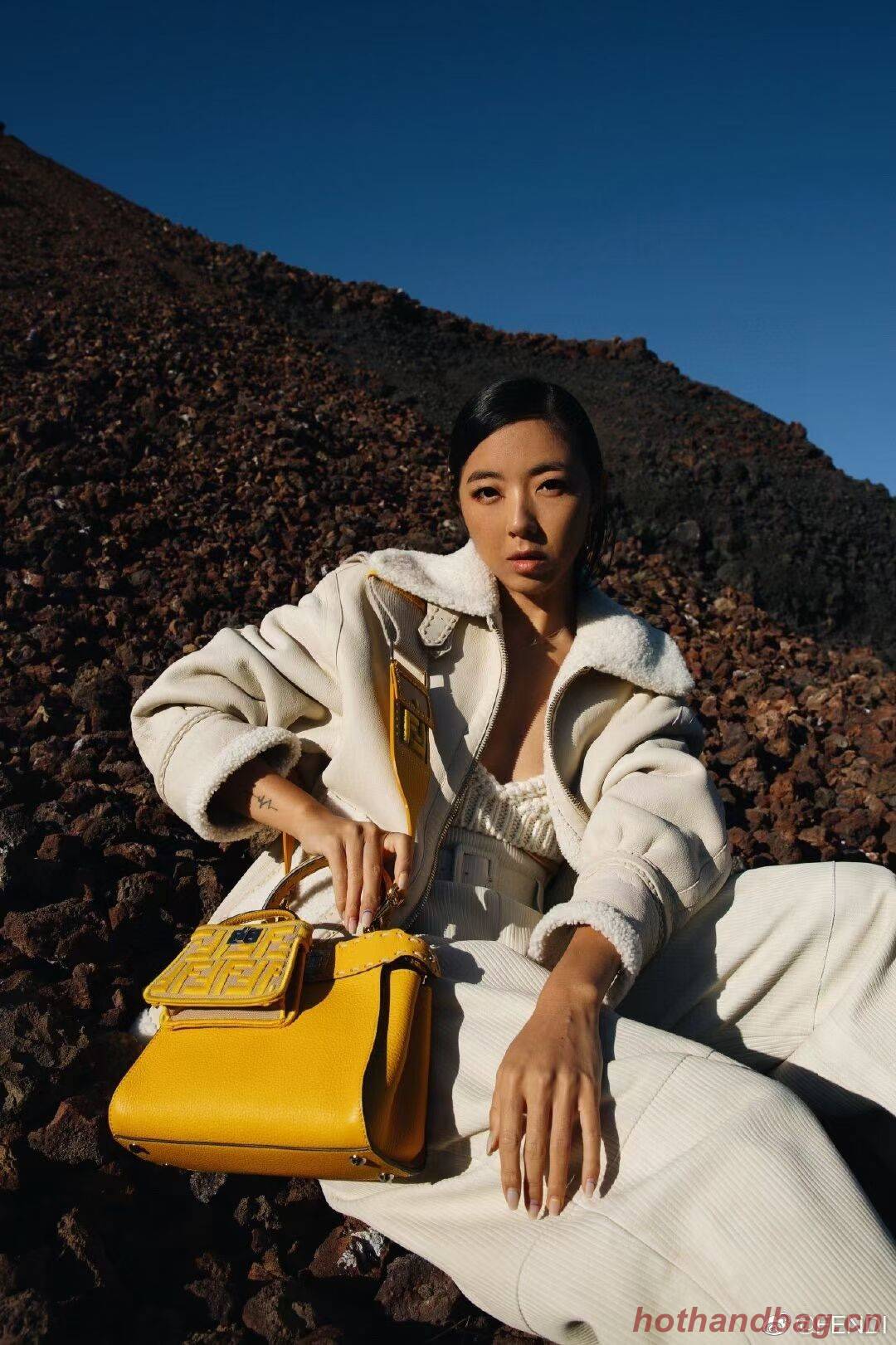 Fendi Peekaboo ISeeU Small leather bag F8636 yellow Fendi Peekaboo ISeeU Small leather bag F8636 yellow