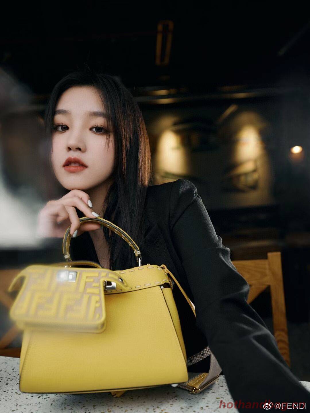 Fendi Peekaboo ISeeU Small leather bag F8636 yellow Fendi Peekaboo ISeeU Small leather bag F8636 yellow