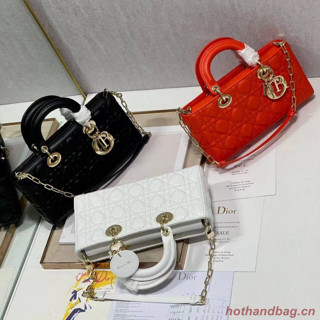 MEDIUM LADY DIOR BAG Cannage Lambskin C2820 red orange MEDIUM LADY DIOR BAG Cannage Lambskin C2820 red orange