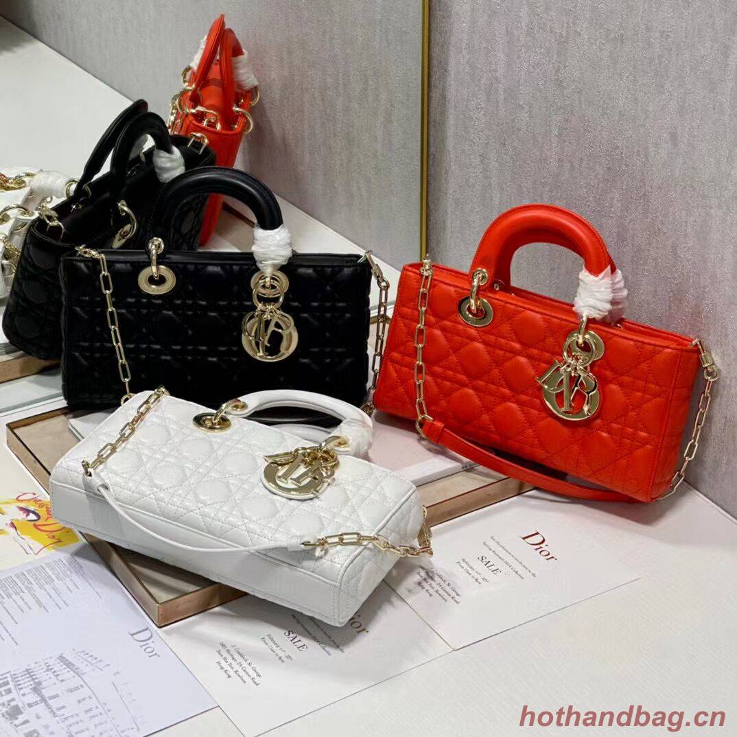 MEDIUM LADY DIOR BAG Cannage Lambskin C2820 red orange MEDIUM LADY DIOR BAG Cannage Lambskin C2820 red orange