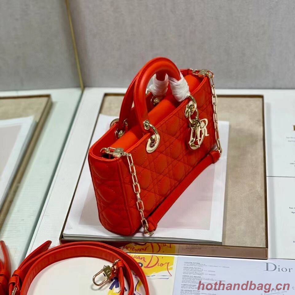 MEDIUM LADY DIOR BAG Cannage Lambskin C2820 red orange MEDIUM LADY DIOR BAG Cannage Lambskin C2820 red orange