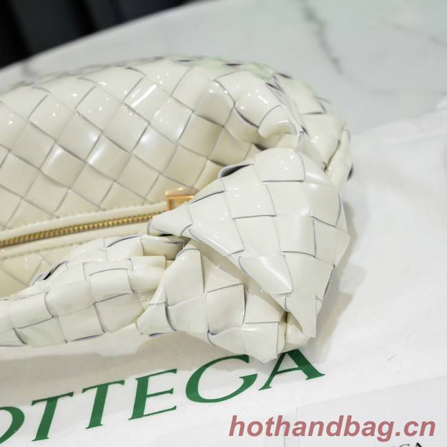 Bottega Veneta Mini intrecciato patent leather top handle bag JODIE 651876V WHITE