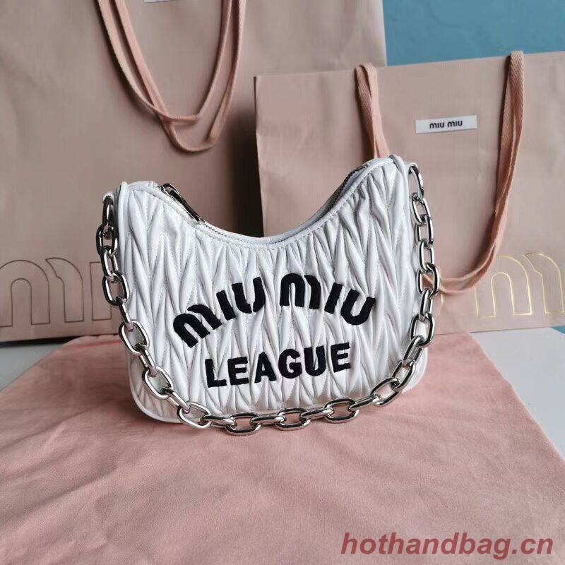 miu miu Matelasse Nappa Leather small Shoulder Bag 6HH212 white miu miu Matelasse Nappa Leather small Shoulder Bag 6HH212 white