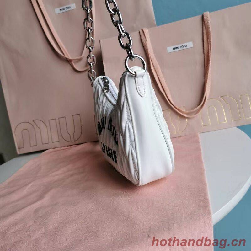 miu miu Matelasse Nappa Leather small Shoulder Bag 6HH212 white miu miu Matelasse Nappa Leather small Shoulder Bag 6HH212 white