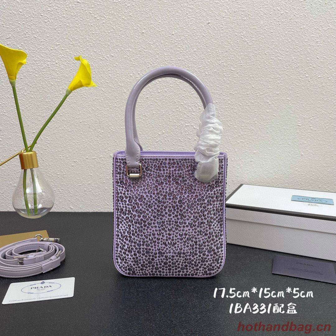 Prada leather small-bag with artificial crystals tote 1BC331 Purple Prada leather small-bag with artificial crystals tote 1BC331 Purple