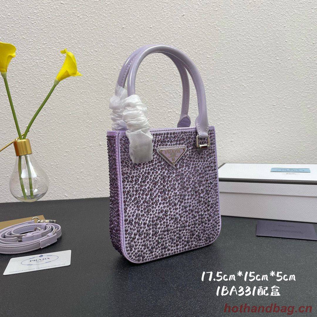 Prada leather small-bag with artificial crystals tote 1BC331 Purple Prada leather small-bag with artificial crystals tote 1BC331 Purple