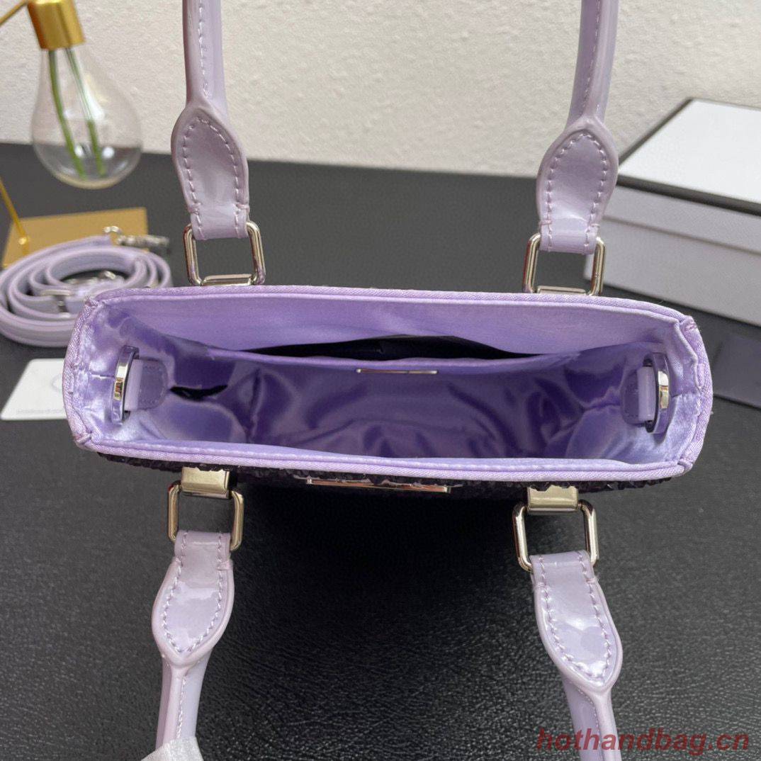 Prada leather small-bag with artificial crystals tote 1BC331 Purple Prada leather small-bag with artificial crystals tote 1BC331 Purple