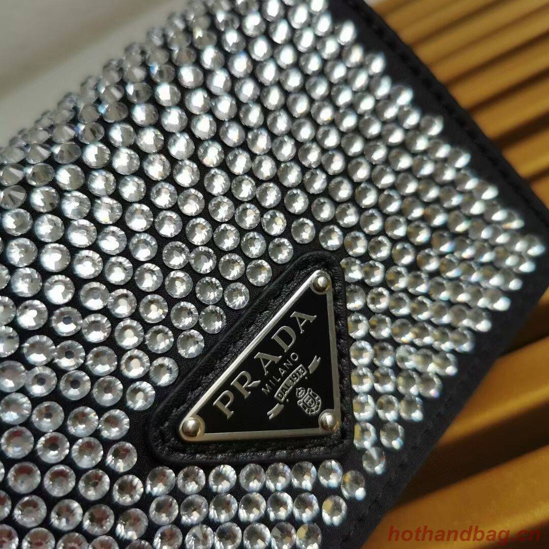 Prada leather small-bag with artificial crystals shoulder bag 1NE124 Black Prada leather small-bag with artificial crystals shoulder bag 1NE124 Black