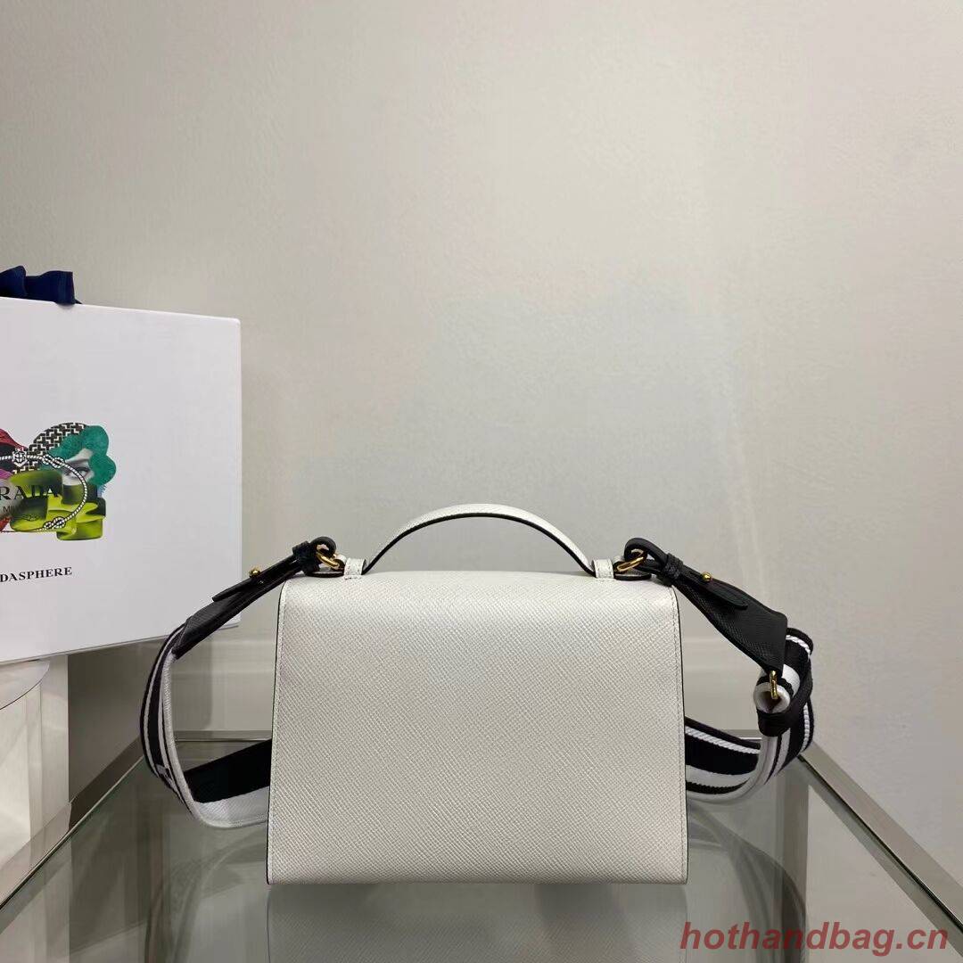 Prada Monochrome Saffiano and leather bag 1BD317 white Prada Monochrome Saffiano and leather bag 1BD317 white