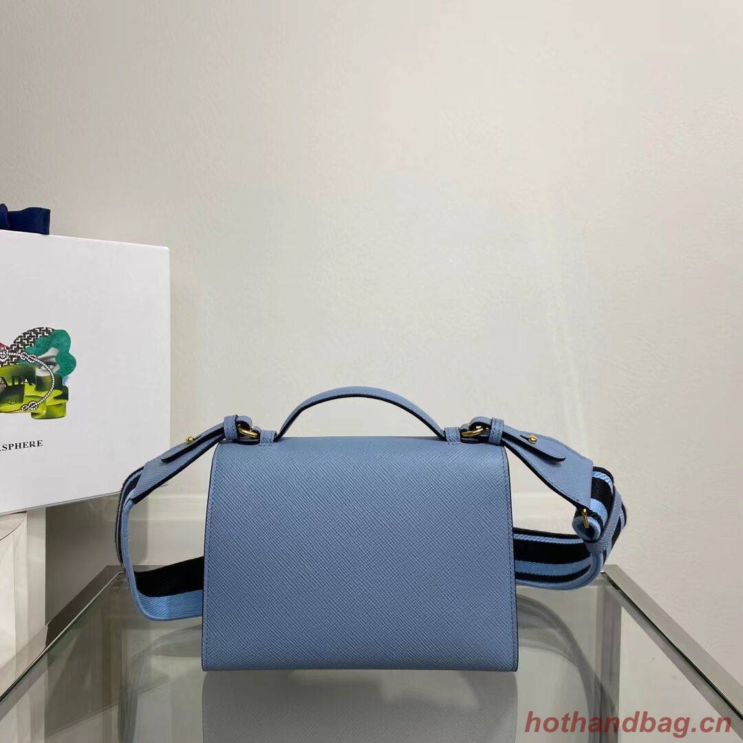 Prada Monochrome Saffiano and leather bag 1BD317 sky blue Prada Monochrome Saffiano and leather bag 1BD317 sky blue