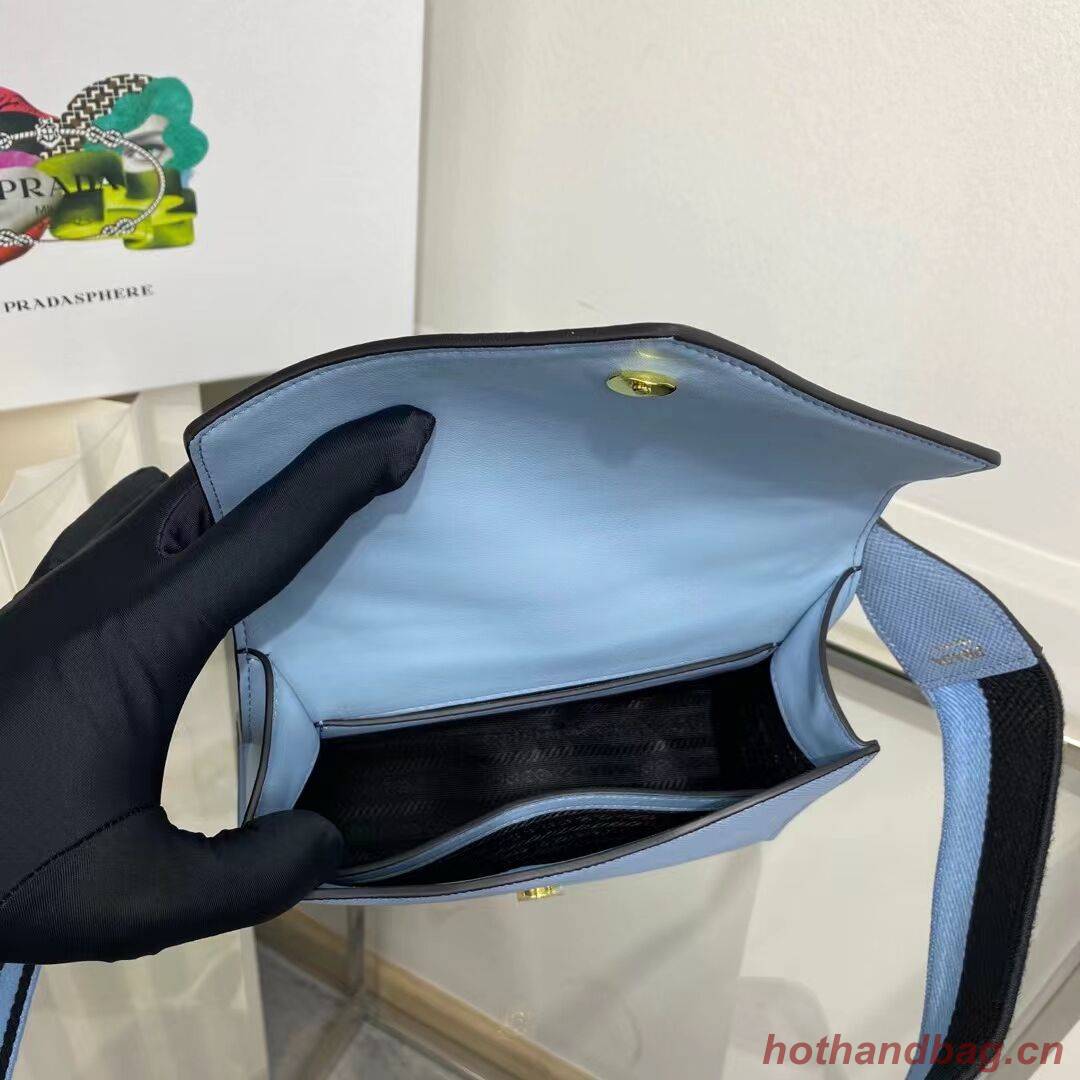 Prada Monochrome Saffiano and leather bag 1BD317 sky blue Prada Monochrome Saffiano and leather bag 1BD317 sky blue