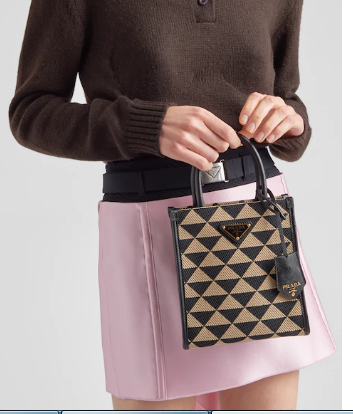 Prada Symbole jacquard fabric micro bag 1BA355 Black&Beige Prada Symbole jacquard fabric micro bag 1BA355 Black&Beige