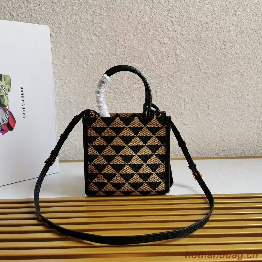 Prada Symbole jacquard fabric micro bag 1BA355 Black&Beige Prada Symbole jacquard fabric micro bag 1BA355 Black&Beige