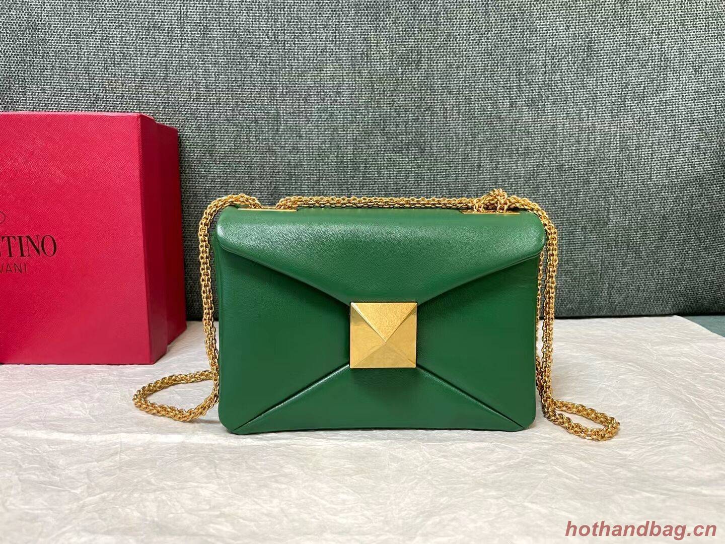 VALENTINO GARAVANI One Stud Sheepskin Shoulder Bag XW0B0K21 green
