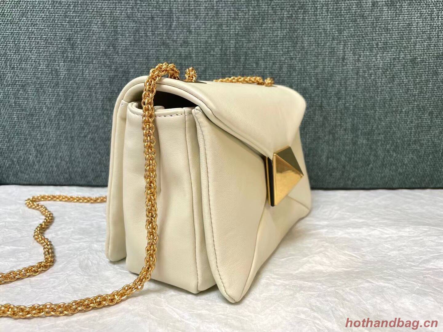 VALENTINO GARAVANI One Stud Sheepskin Shoulder Bag XW0B0K21 white VALENTINO GARAVANI One Stud Sheepskin Shoulder Bag XW0B0K21 white