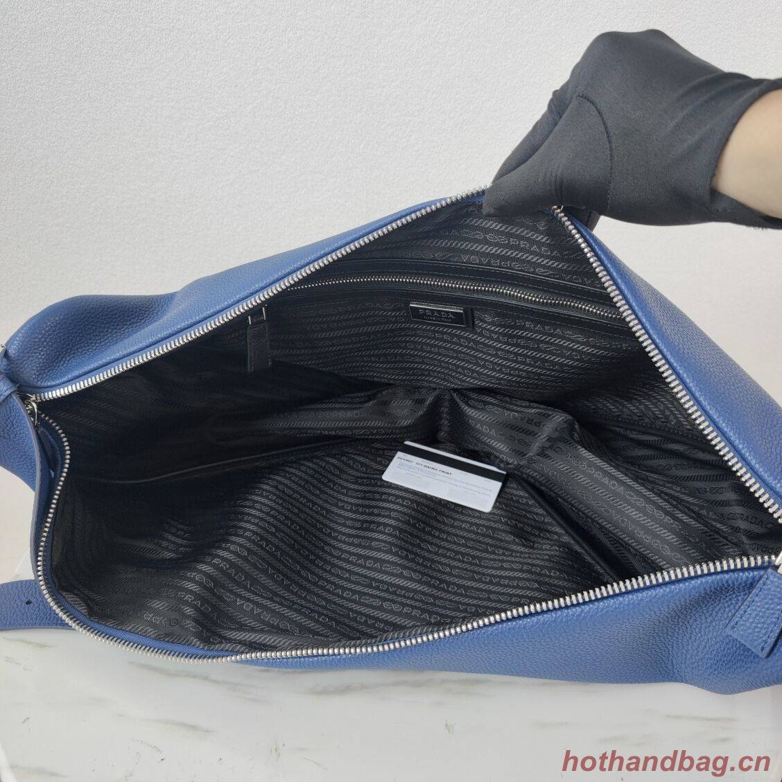 Prada Deer skin Leather Triangle shoulder bag 2VD012 blue Prada Deer skin Leather Triangle shoulder bag 2VD012 blue