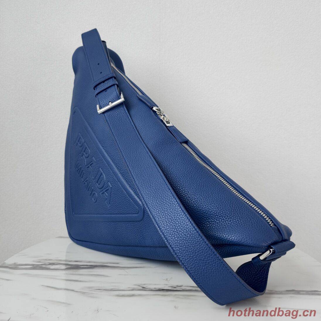 Prada Deer skin Leather Triangle shoulder bag 2VD012 blue Prada Deer skin Leather Triangle shoulder bag 2VD012 blue