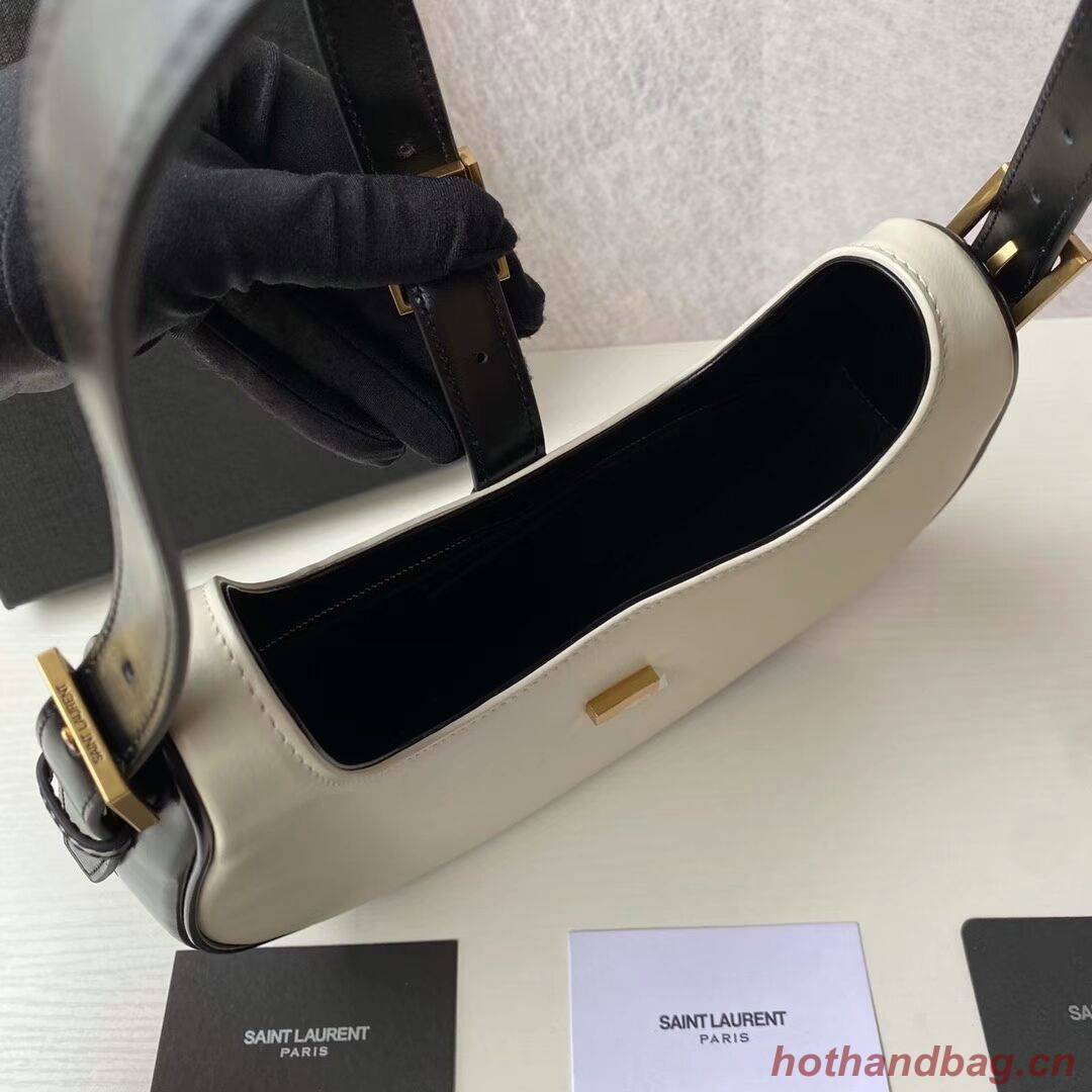 Yves Saint Laurent LE FERMOIR HOBO BAG IN SHINY LEATHER 6726152 BLANC VINTAGE&black Yves Saint Laurent LE FERMOIR HOBO BAG IN SHINY LEATHER 6726152 BLANC VINTAGE&black