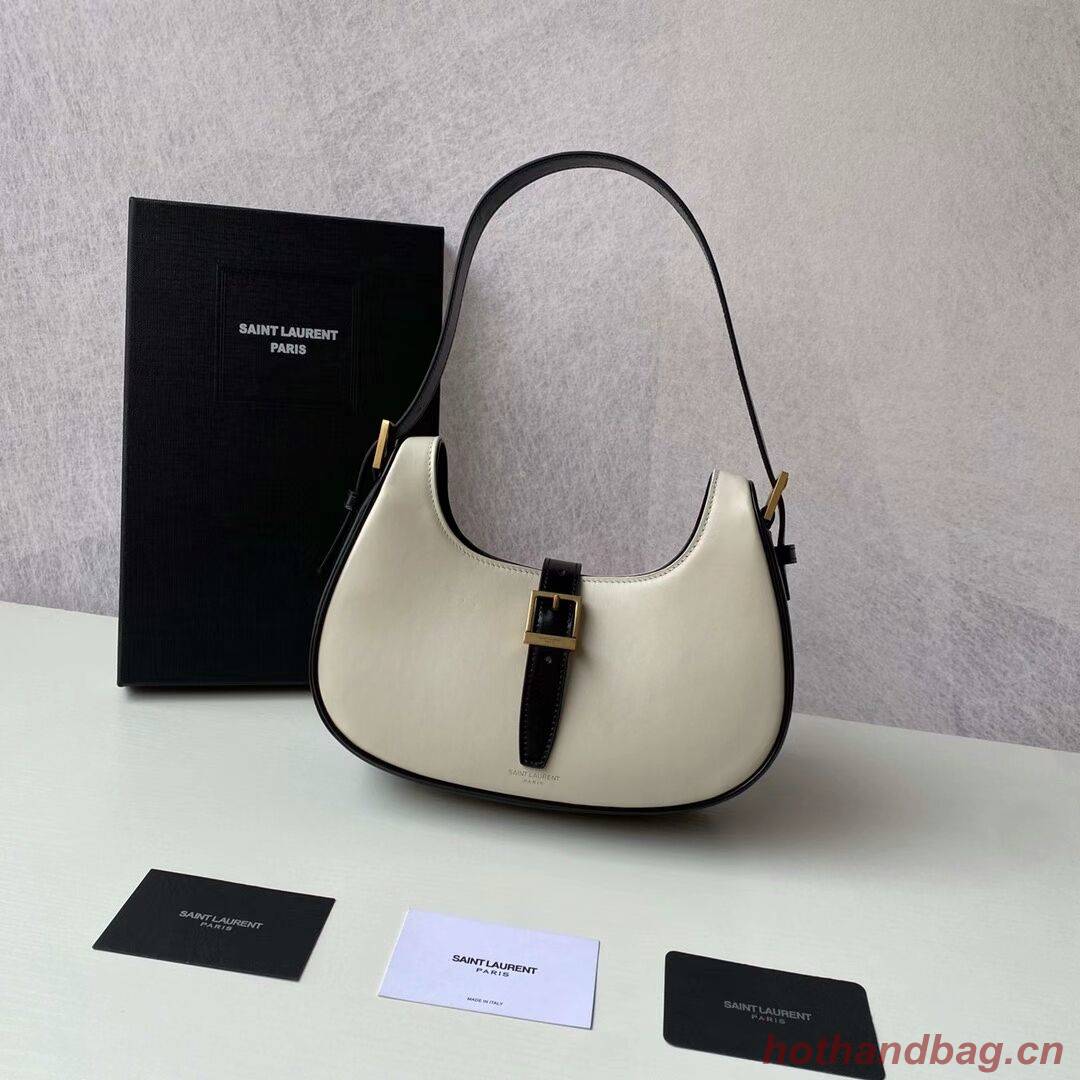 Yves Saint Laurent LE FERMOIR HOBO BAG IN SHINY LEATHER 6726152 BLANC VINTAGE&black Yves Saint Laurent LE FERMOIR HOBO BAG IN SHINY LEATHER 6726152 BLANC VINTAGE&black