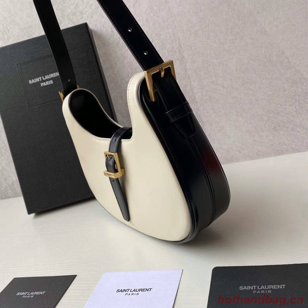 Yves Saint Laurent LE FERMOIR HOBO BAG IN SHINY LEATHER 6726152 BLANC VINTAGE&black Yves Saint Laurent LE FERMOIR HOBO BAG IN SHINY LEATHER 6726152 BLANC VINTAGE&black