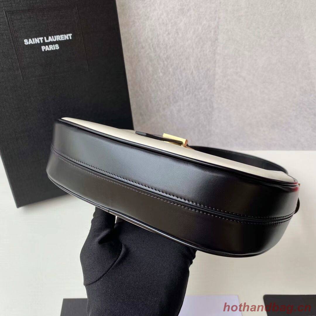 Yves Saint Laurent LE FERMOIR HOBO BAG IN SHINY LEATHER 6726152 BLANC VINTAGE&black Yves Saint Laurent LE FERMOIR HOBO BAG IN SHINY LEATHER 6726152 BLANC VINTAGE&black