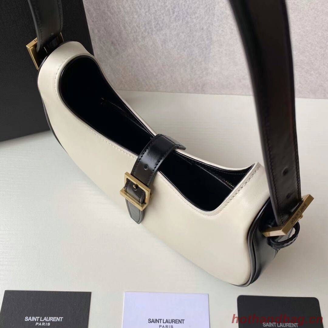 Yves Saint Laurent LE FERMOIR HOBO BAG IN SHINY LEATHER 6726152 BLANC VINTAGE&black Yves Saint Laurent LE FERMOIR HOBO BAG IN SHINY LEATHER 6726152 BLANC VINTAGE&black