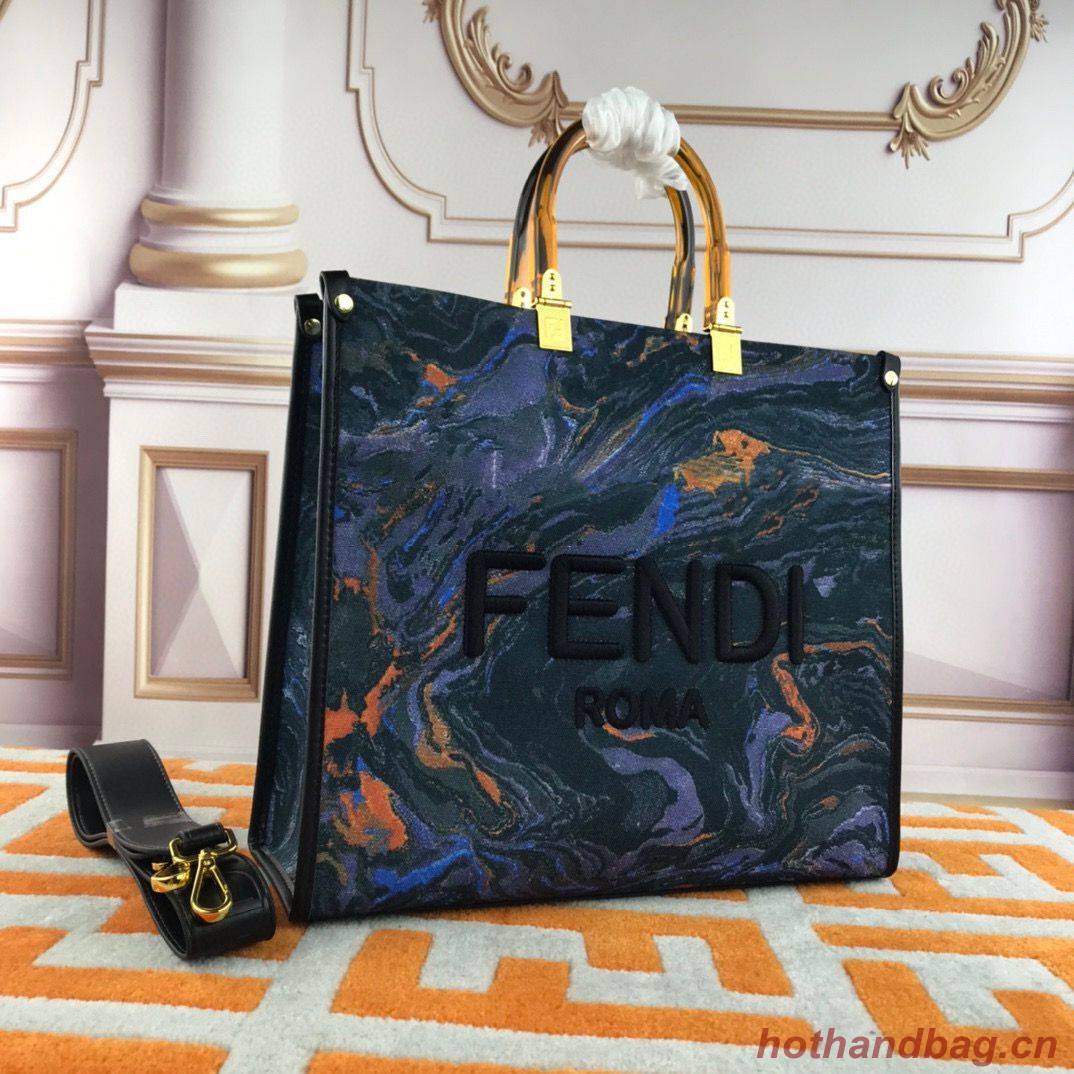 Fendi Tote Fabric Graffiti Print Shopping Bag 1676 Blue Fendi Tote Fabric Graffiti Print Shopping Bag 1676 Blue