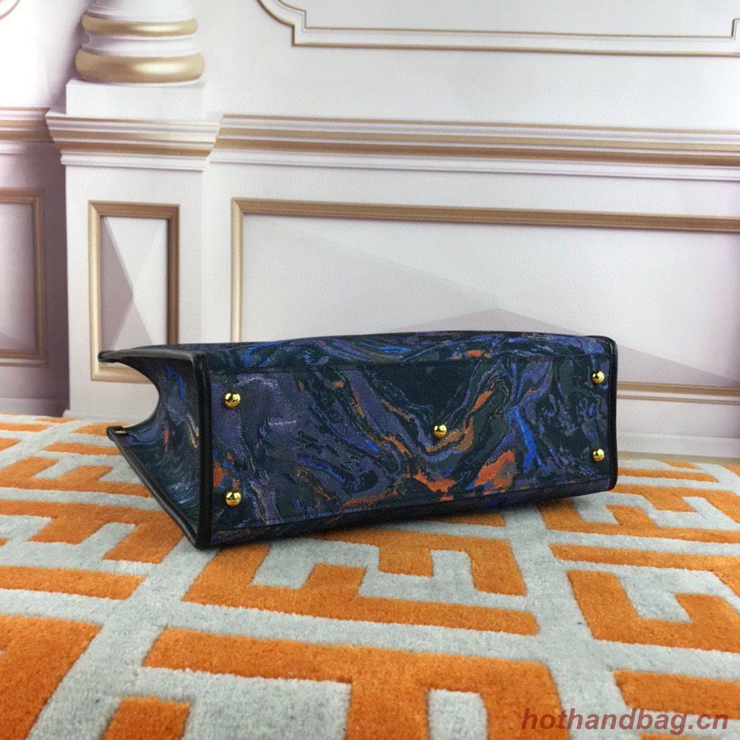 Fendi Tote Fabric Graffiti Print Shopping Bag 1676 Blue Fendi Tote Fabric Graffiti Print Shopping Bag 1676 Blue