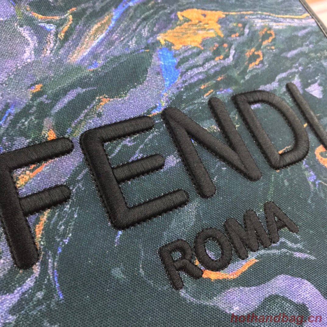 Fendi Tote Fabric Graffiti Print Shopping Bag 1676 Blue Fendi Tote Fabric Graffiti Print Shopping Bag 1676 Blue