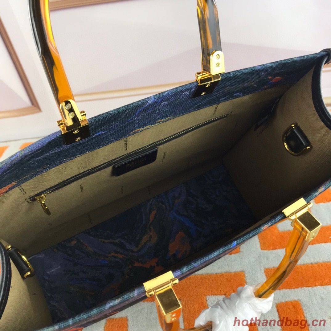 Fendi Tote Fabric Graffiti Print Shopping Bag 1676 Blue Fendi Tote Fabric Graffiti Print Shopping Bag 1676 Blue