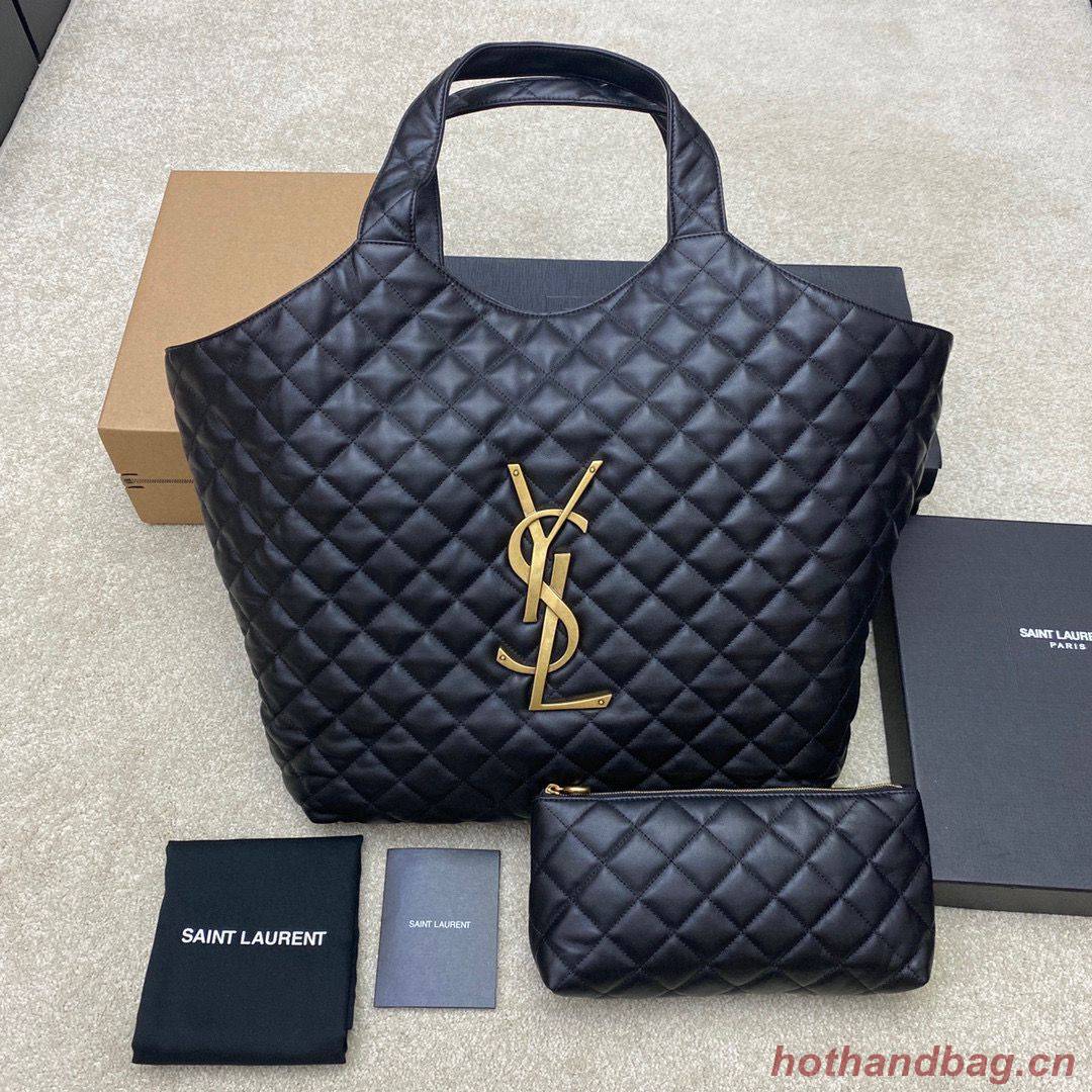 Yves Saint Laurent ICARE MAXI SHOPPING BAG IN QUILTED LAMBSKIN 698651 Black Yves Saint Laurent ICARE MAXI SHOPPING BAG IN QUILTED LAMBSKIN 698651 Black