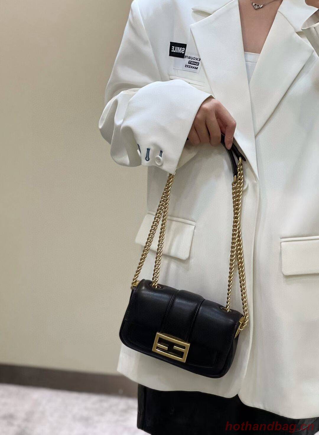 Fendi Baguette Sheepskin bag 8BR6551 black Fendi Baguette Sheepskin bag 8BR6551 black