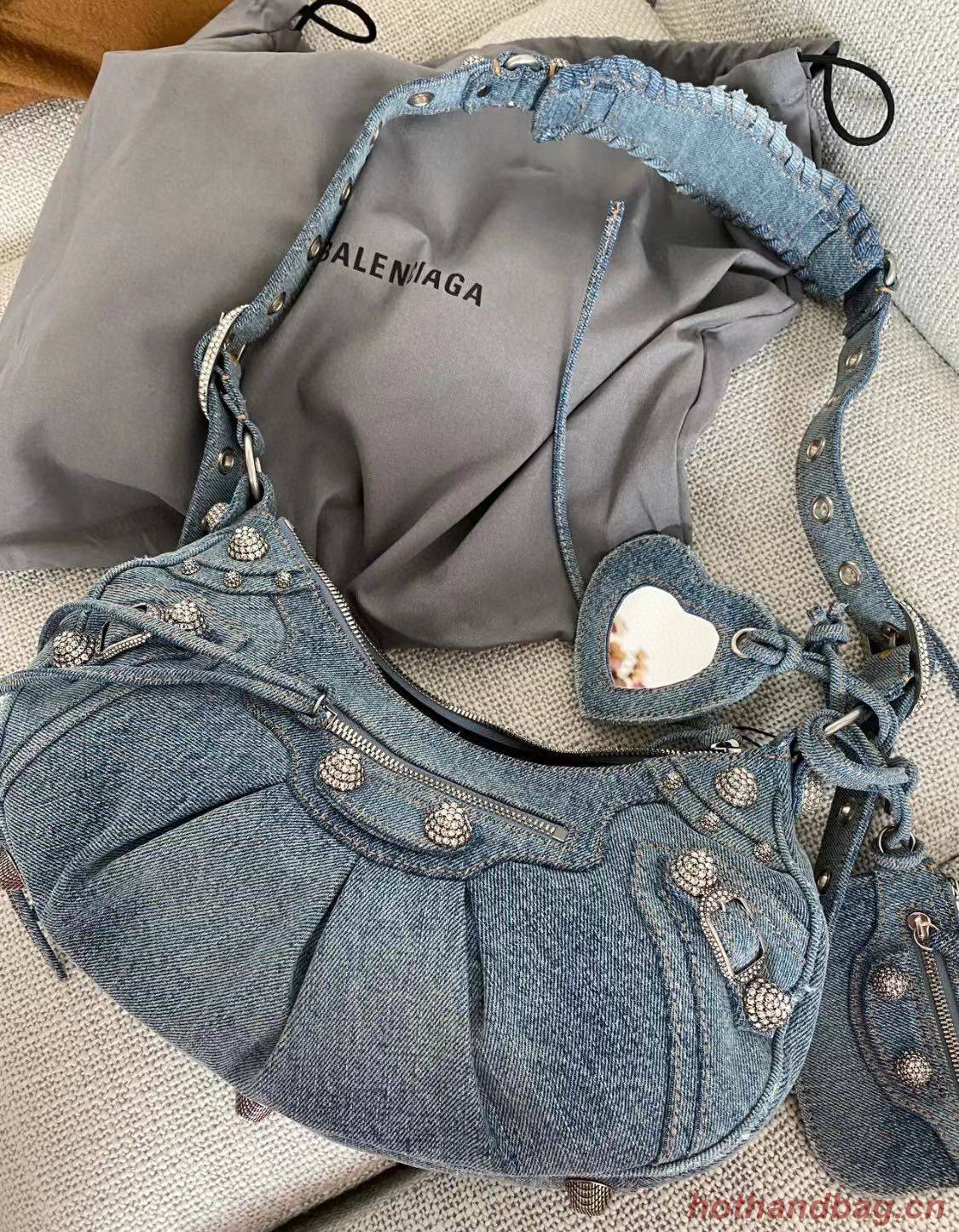 Balenciaga WOMENS LE CAGOLE MEDIUM SHOULDER BAG 27541 Denim Balenciaga WOMENS LE CAGOLE MEDIUM SHOULDER BAG 27541 Denim