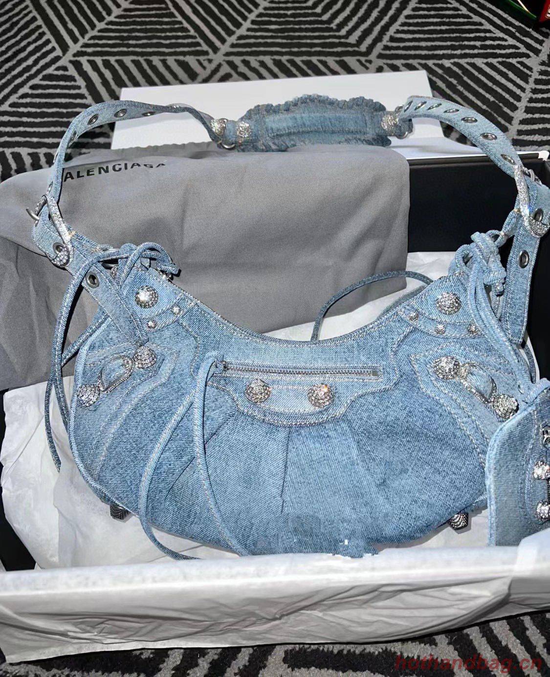 Balenciaga WOMENS LE CAGOLE MEDIUM SHOULDER BAG 27541 Denim Balenciaga WOMENS LE CAGOLE MEDIUM SHOULDER BAG 27541 Denim