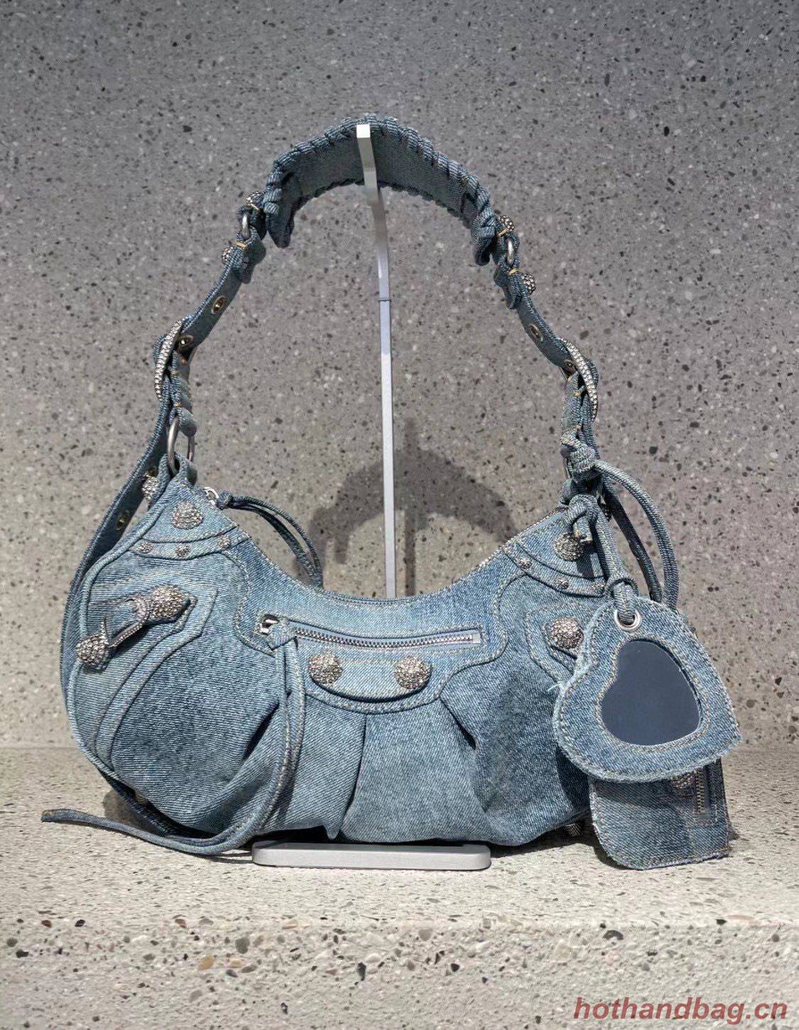 Balenciaga WOMENS LE CAGOLE MEDIUM SHOULDER BAG 27541 Denim Balenciaga WOMENS LE CAGOLE MEDIUM SHOULDER BAG 27541 Denim