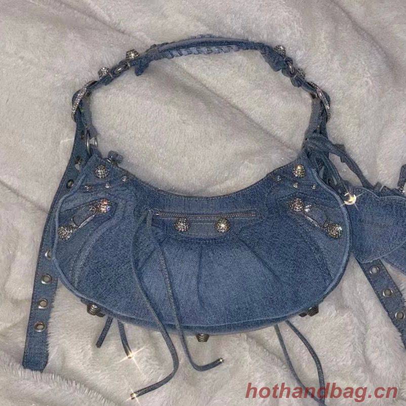 Balenciaga WOMENS LE CAGOLE MEDIUM SHOULDER BAG 27541 Denim Balenciaga WOMENS LE CAGOLE MEDIUM SHOULDER BAG 27541 Denim
