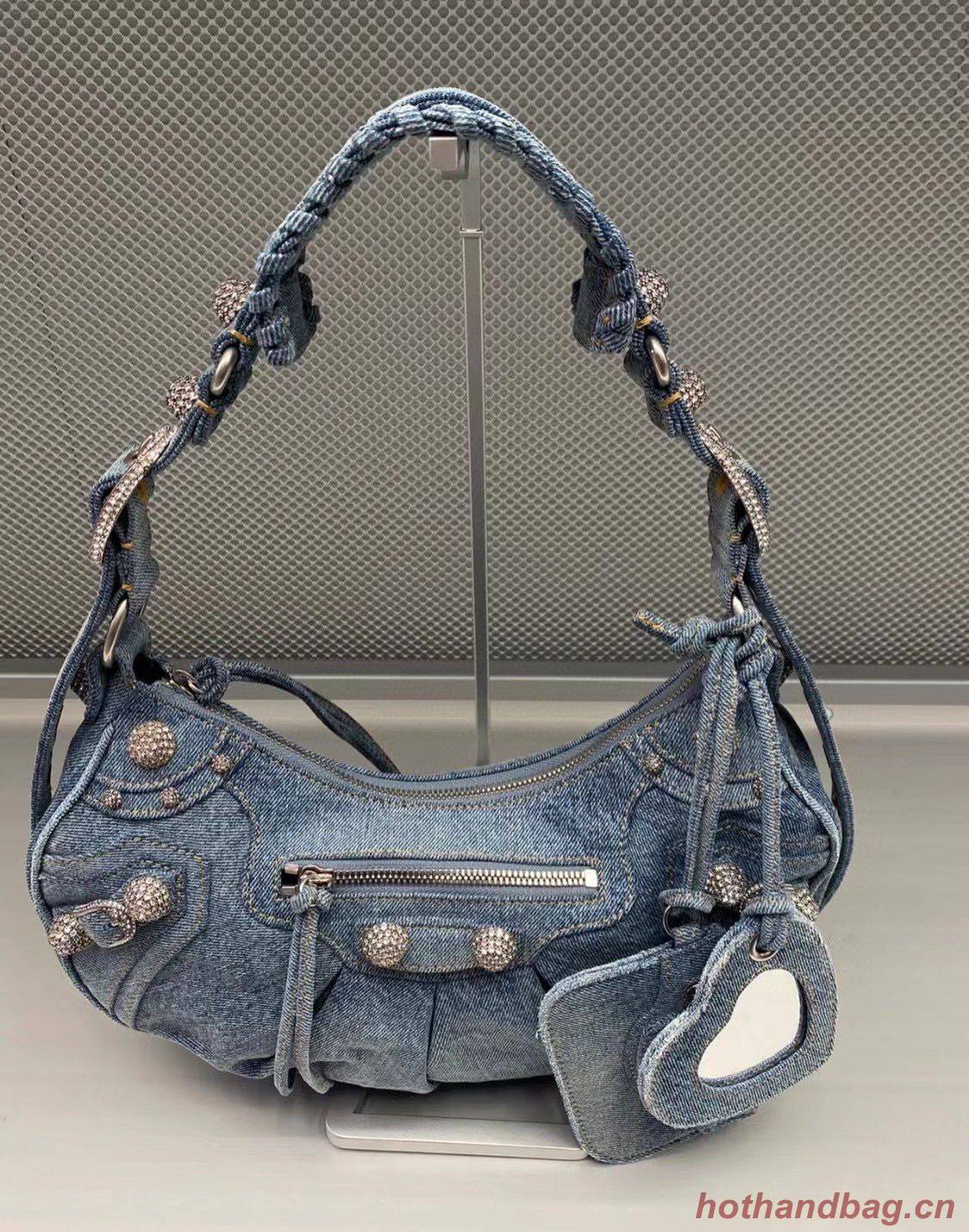 Balenciaga WOMENS LE CAGOLE MEDIUM SHOULDER BAG 27541 Denim Balenciaga WOMENS LE CAGOLE MEDIUM SHOULDER BAG 27541 Denim
