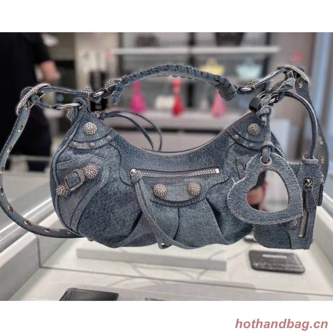 Balenciaga WOMENS LE CAGOLE MEDIUM SHOULDER BAG 27541 Denim Balenciaga WOMENS LE CAGOLE MEDIUM SHOULDER BAG 27541 Denim