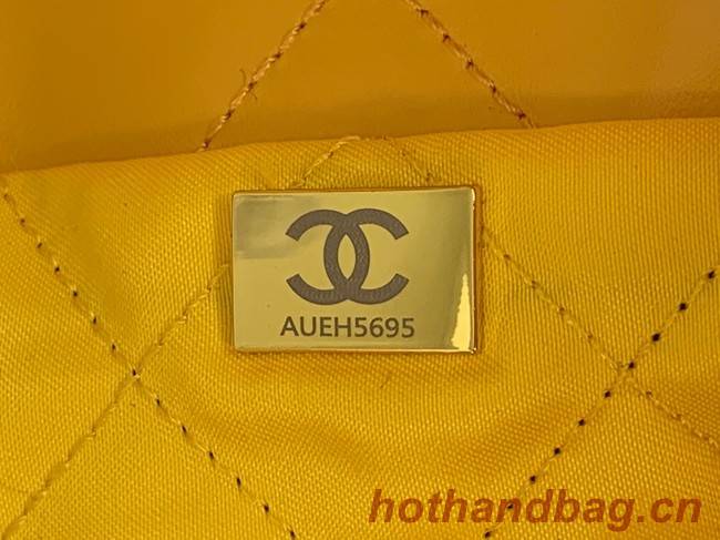 CHANEL 22 HANDBAG Shiny Calfskin & Gold-Tone Metal AS3262 yellow