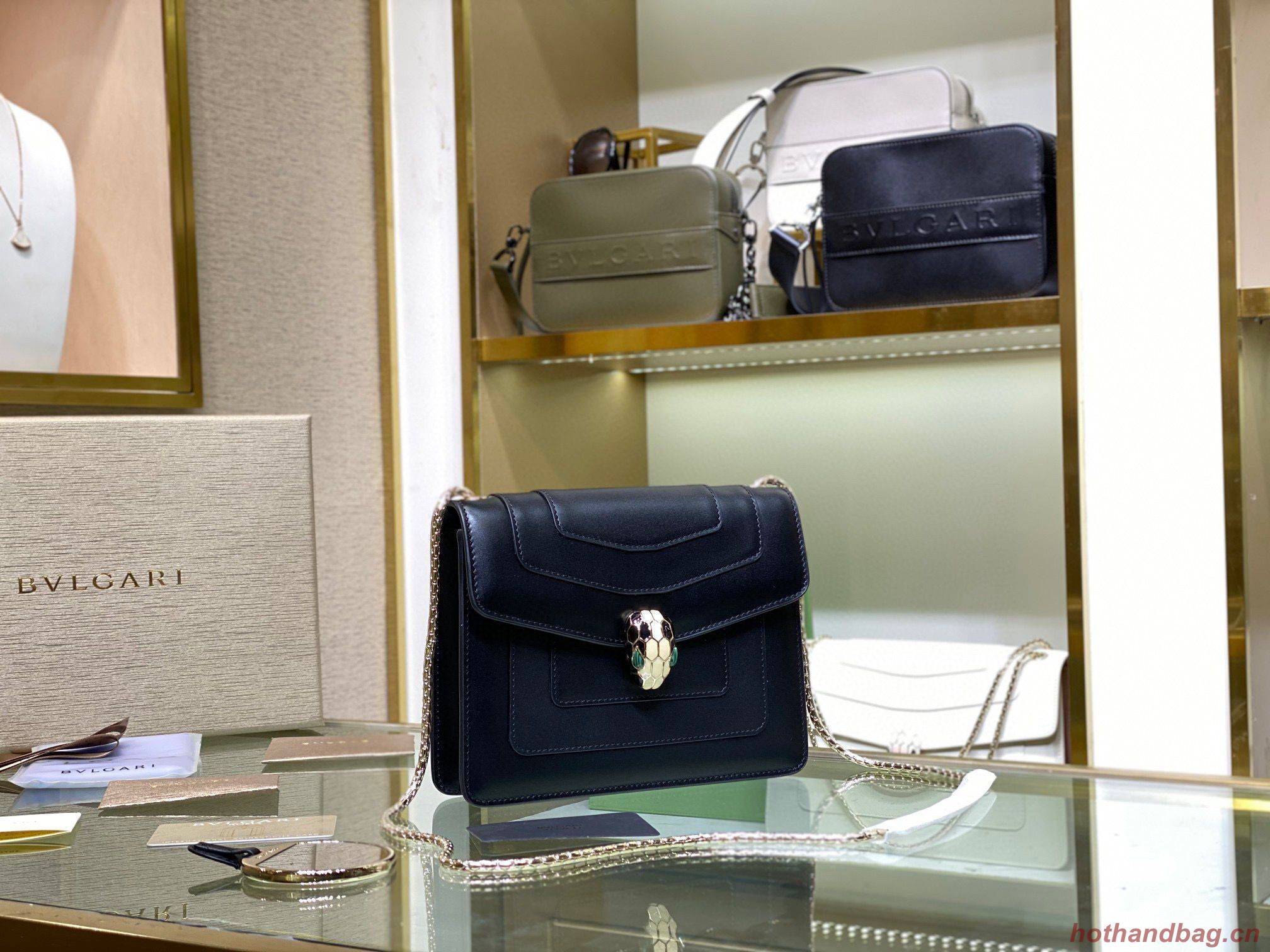 BVLGARI mini Serpenti Forever Shoulder Bag Calfskin Leather 35107 Black BVLGARI mini Serpenti Forever Shoulder Bag Calfskin Leather 35107 Black