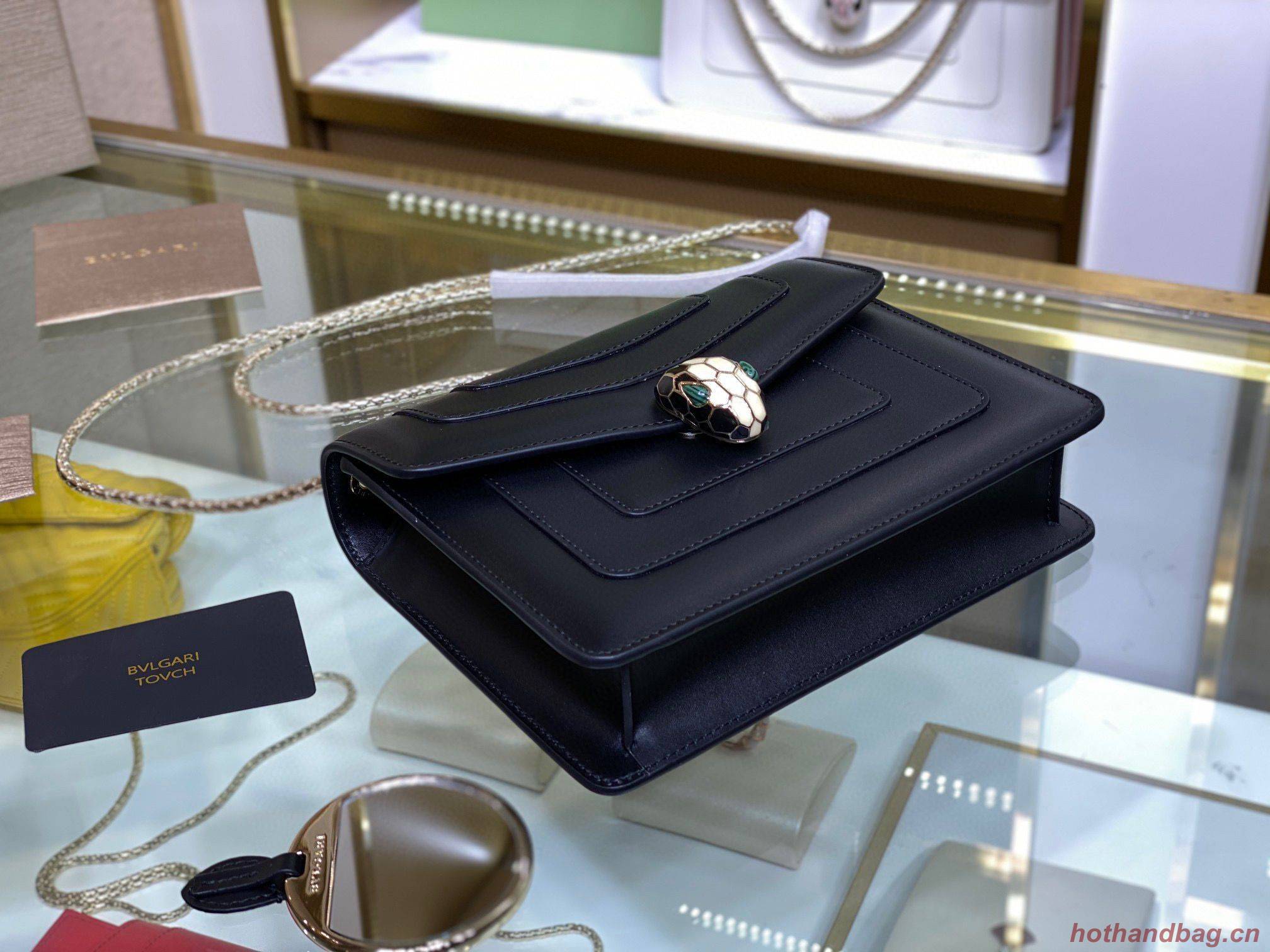 BVLGARI mini Serpenti Forever Shoulder Bag Calfskin Leather 35107 Black BVLGARI mini Serpenti Forever Shoulder Bag Calfskin Leather 35107 Black