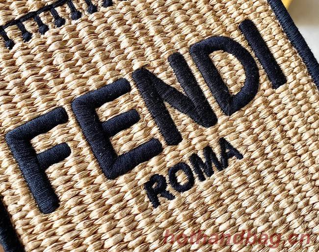 FENDI Mini Sunshine Shopper FF raffia mini-bag 8BS051A black