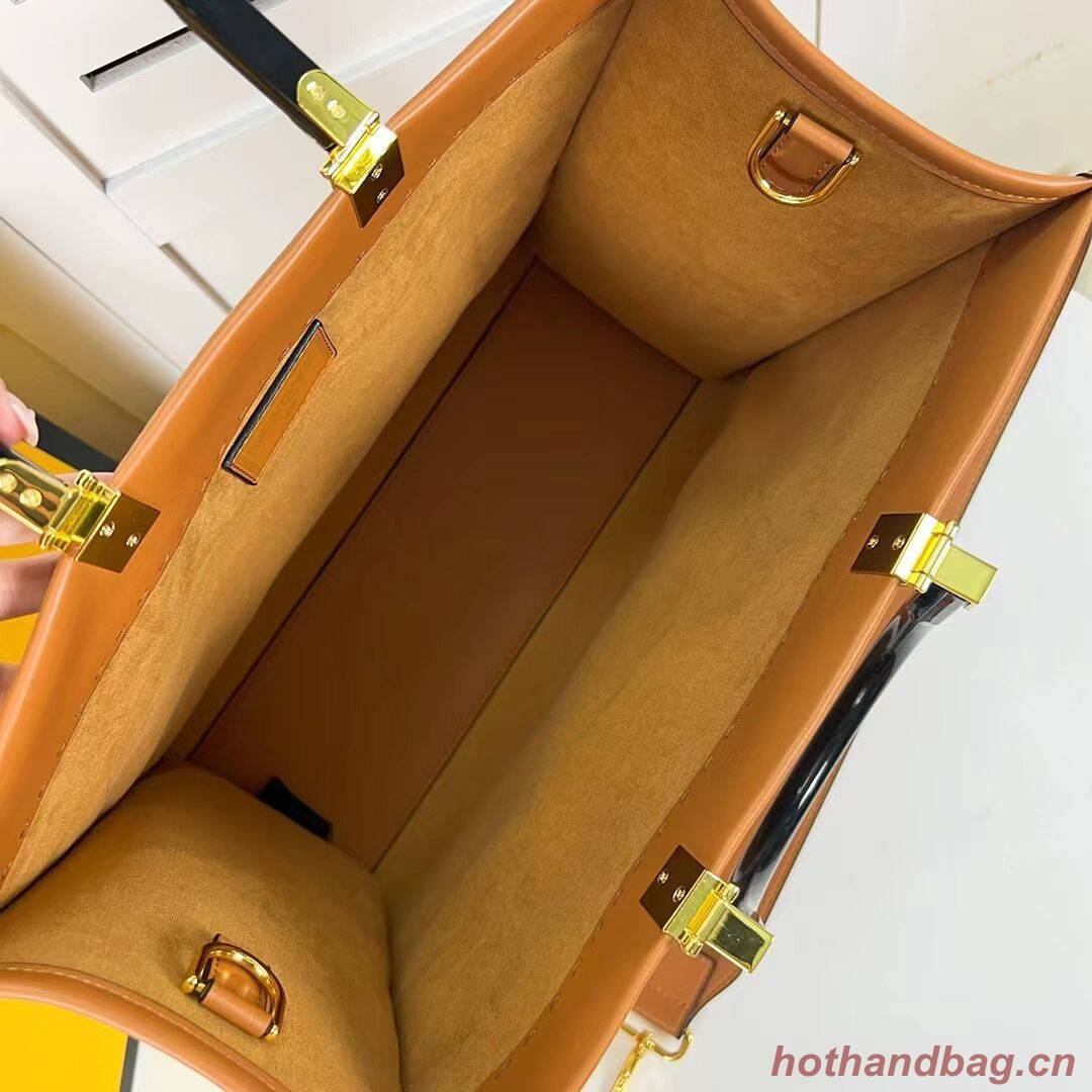 Fendi Sunshine Medium Fendace Printed leather Logo shopper 8BH386A brown Fendi Sunshine Medium Fendace Printed leather Logo shopper 8BH386A brown