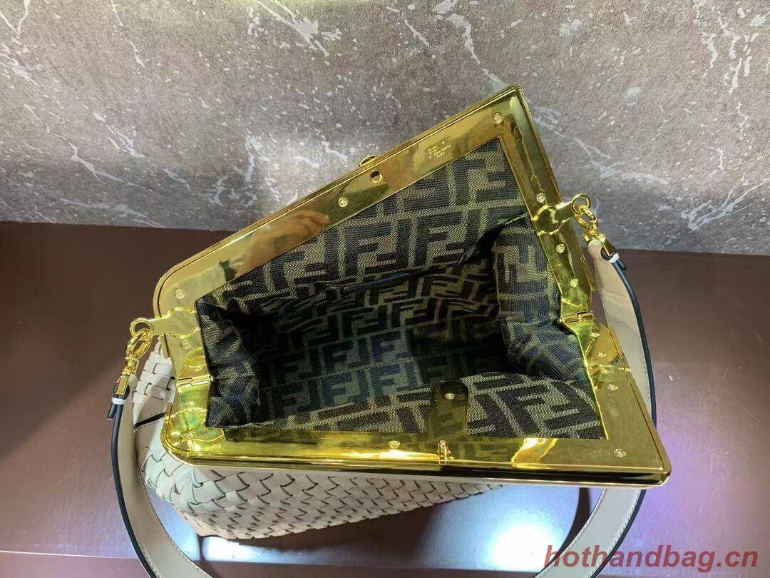 FENDI FIRST MEDIUM Mint leather interlace bag 8BP127AB cream FENDI FIRST MEDIUM Mint leather interlace bag 8BP127AB cream