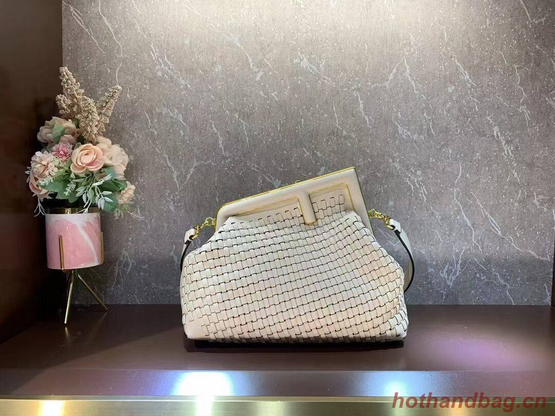 FENDI FIRST MEDIUM Mint leather interlace bag 8BP127AB cream FENDI FIRST MEDIUM Mint leather interlace bag 8BP127AB cream
