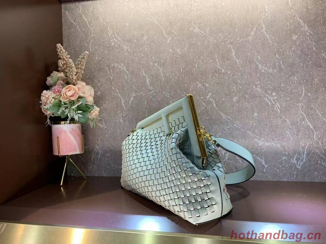 FENDI FIRST MEDIUM Mint leather interlace bag 8BP127AB green FENDI FIRST MEDIUM Mint leather interlace bag 8BP127AB green